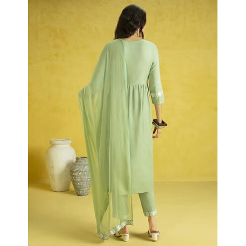 KAARI Rayon 7525 Women's Kurta Suit Set (KAAAW24WSKD-70018_Pista Green_Small)