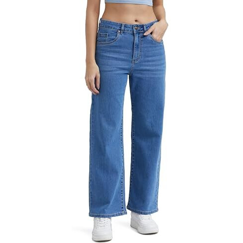 INKD Classic 2130 Women's High Rise Jeans (INKSS24WJN-407_Denim Drama_30), Green