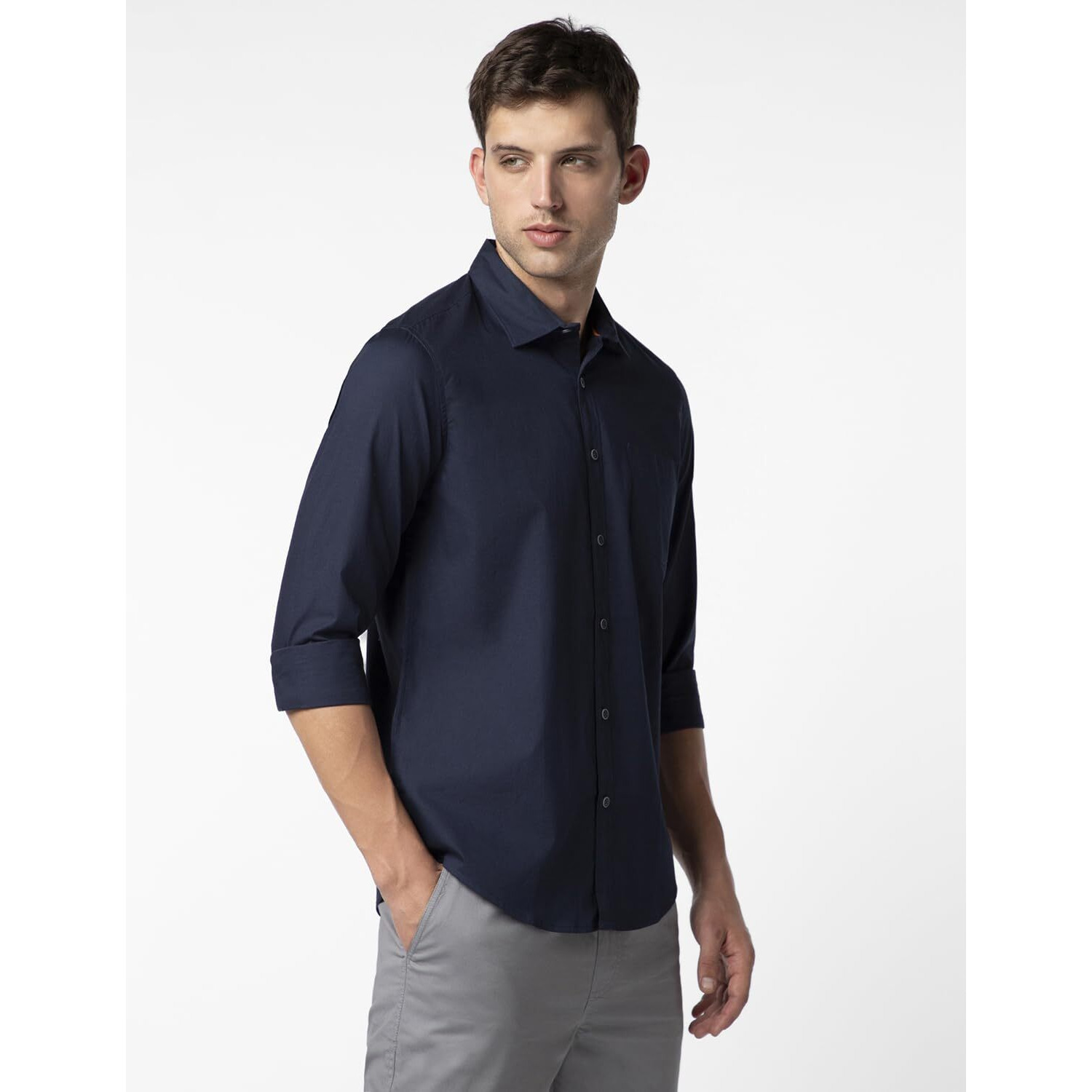 FYLTR Men's Solid 100% Cotton Casual Full Sleeves Shirt with Pocket