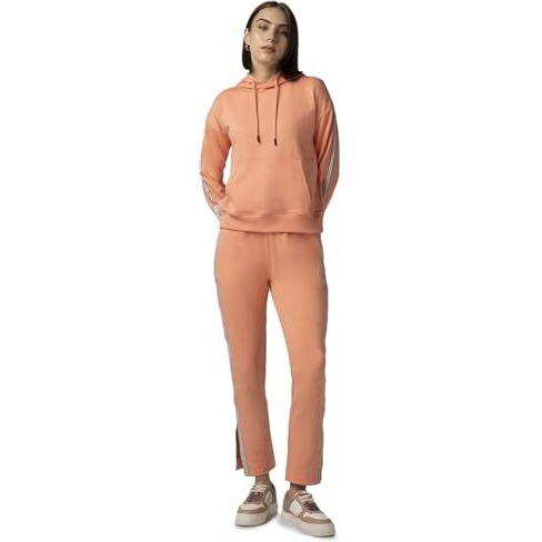 FYLTR Women's Drop Shoulder Hoodie & Joggers Set With Contrast Branded Tape on Sleeve and Jogger Side Seam - Rib Hem & Cuff | Slit Detail at Hem