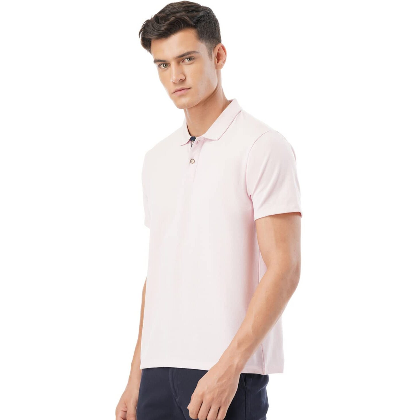 FYLTR Men's Solid Regular Fit Polo Shirt (FYLSS23MP-005_Pink Winks L)