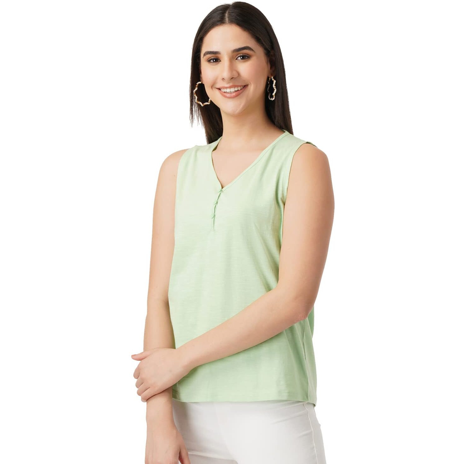 FYLTR Women's Solid Regular Fit Blouse (FYLSS23WKT-003_Green Dreams M)
