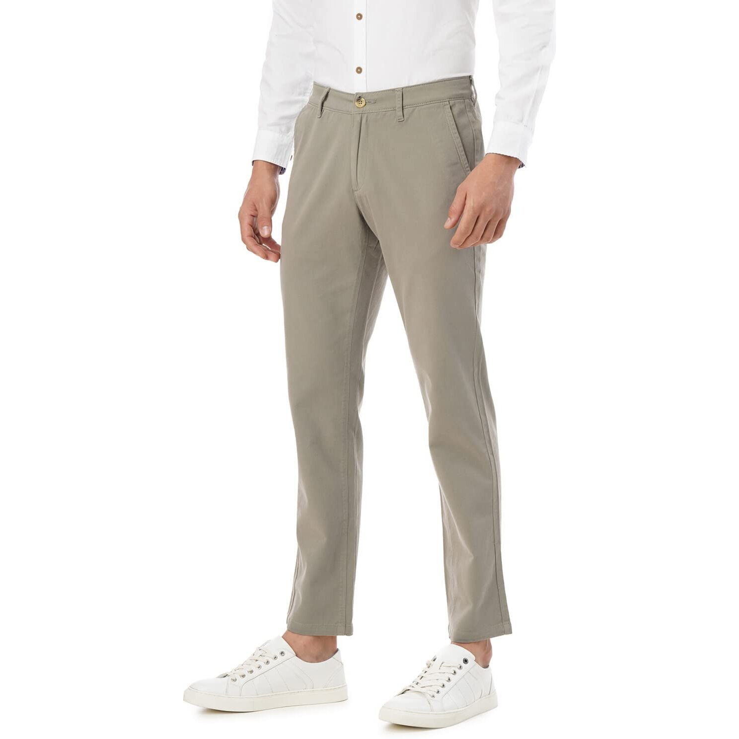 FYLTR Men's Straight Fit Stretch Cotton Khaki Trousers - Soft Handfeel