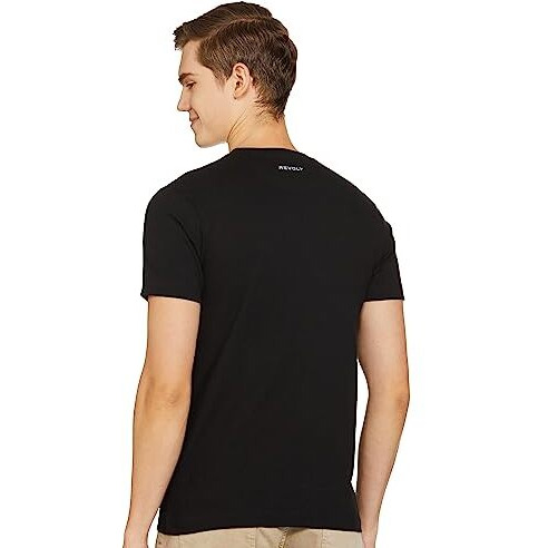 REVOLT Solid Slim Fit Men's Casual Round Neck 100% Cotton T-Shirt-Photographic Print (Tap Shoe, M) (REVSS23-GRA-001