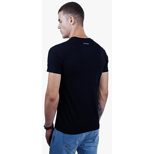 REVOLT Solid Slim Fit Men's Casual Round Neck 100% Cotton T-Shirt-Photographic Print (Tap Shoe, M) (REVSS23-GRA-001