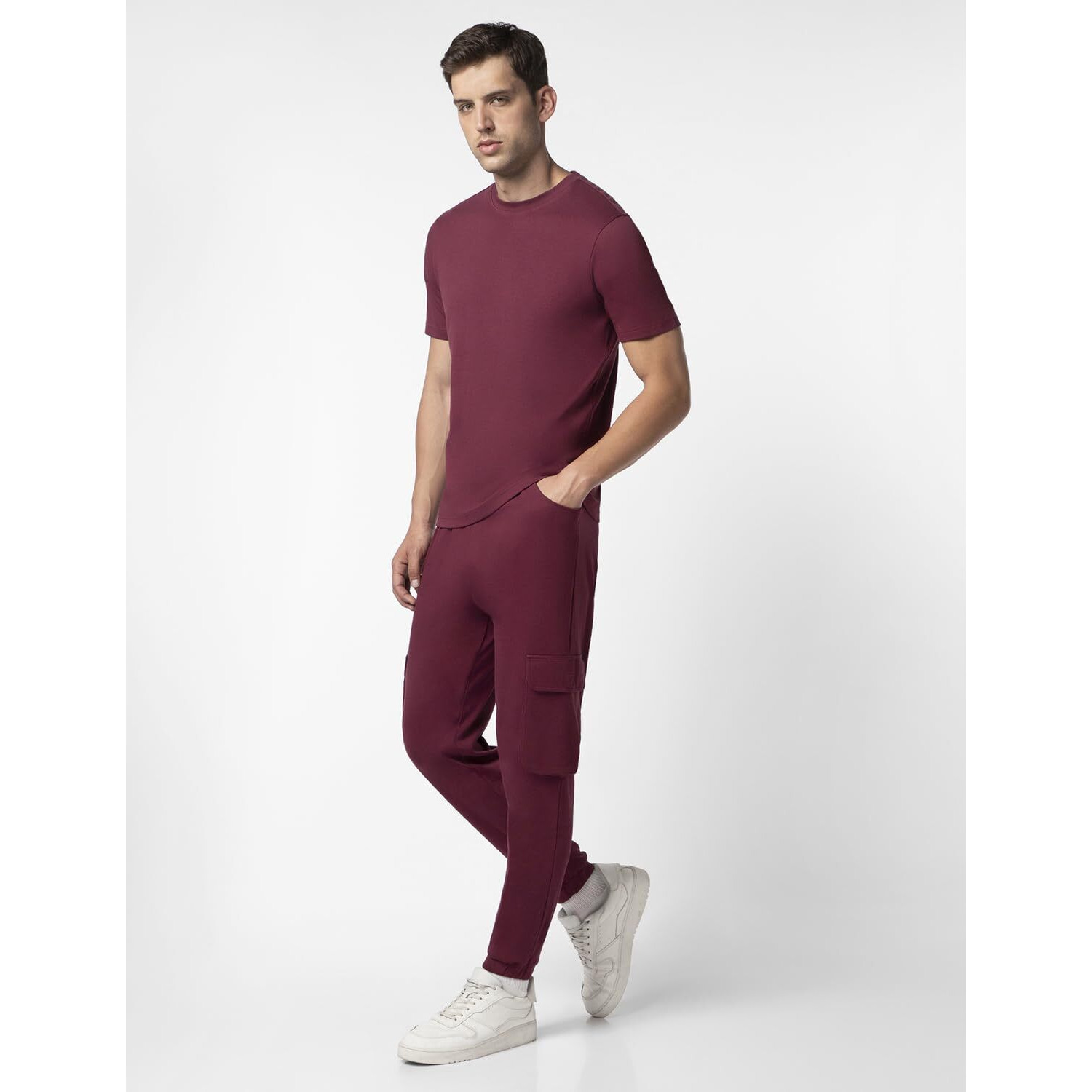FYLTR Men's Crewneck T-shirt & Cargo Jogger Co-ord Set - 100% Cotton | Half Sleeve T-shirt| Jogger with Side & Cargo Pockets