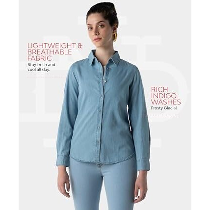INKD Women's Regular Fit Shirt (INKAW23WSH-027_Frosty Glacial