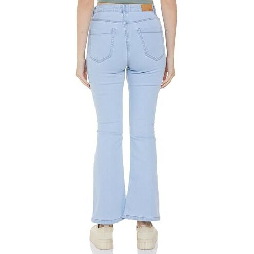 INKD Women's Flared Bootcut Jeans - High-Rise | Enzyme Wash | Classic 5 Pocket Styling (INKSS24WJN-410-Seaside Slate-30)