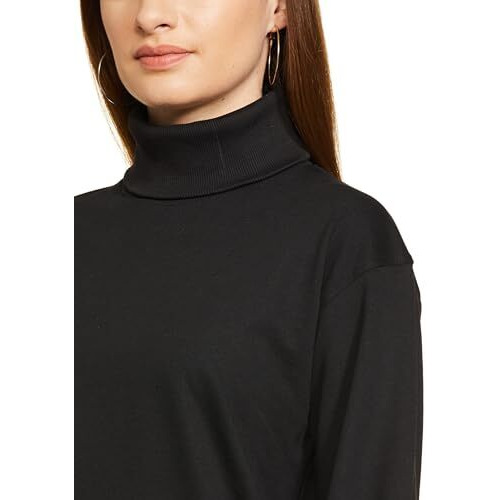 FYLTR Women's Drop Shoulder Boxy Fit Sweatshirt with Turtle Neck & Balloon Sleeve