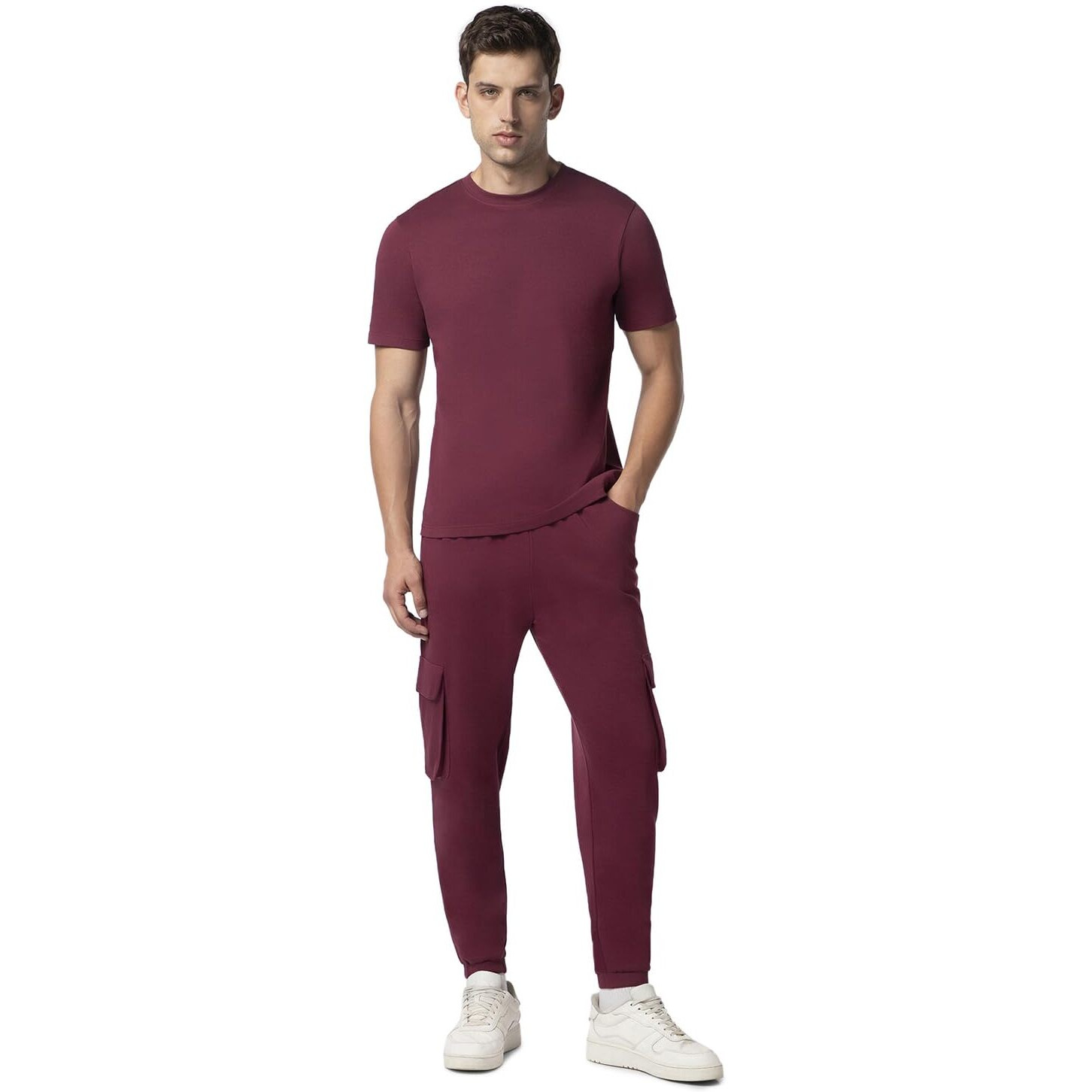 FYLTR Men's Crewneck T-shirt & Cargo Jogger Co-ord Set - 100% Cotton | Half Sleeve T-shirt| Jogger with Side & Cargo Pockets