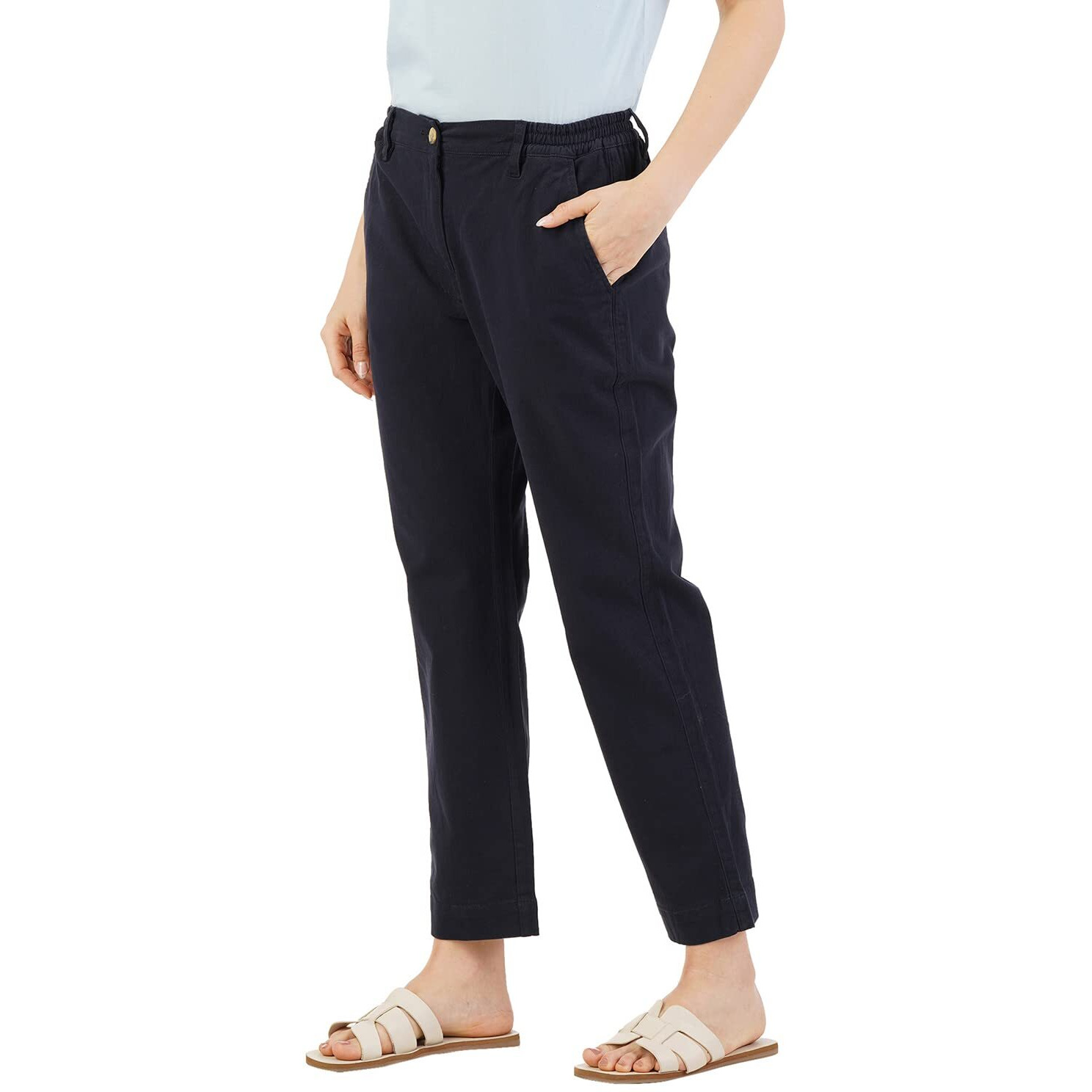 FYLTR Women's Regular Khakis (FYLSS23WP-030_Heavy Navy_28)
