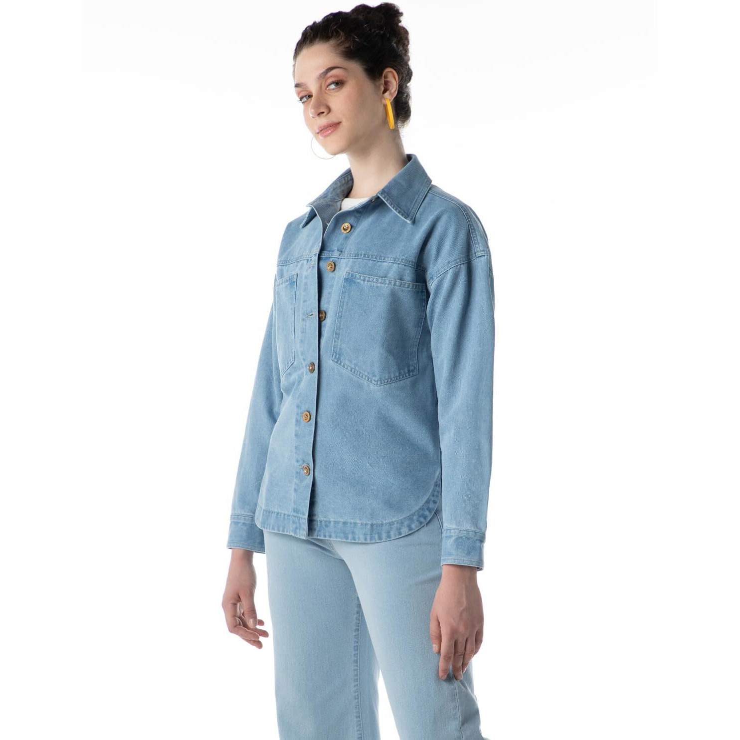 INKD Women's Denim Shacket (INKSS24WSHKT-411_Seaside Slate_M)