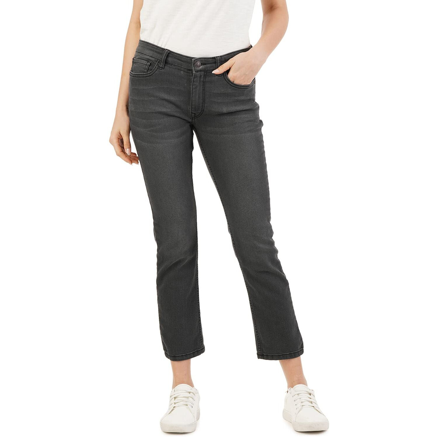 INKD Women's Buttersoft Skinny Fit Jeans- Stretchable (Graphite, 30)
