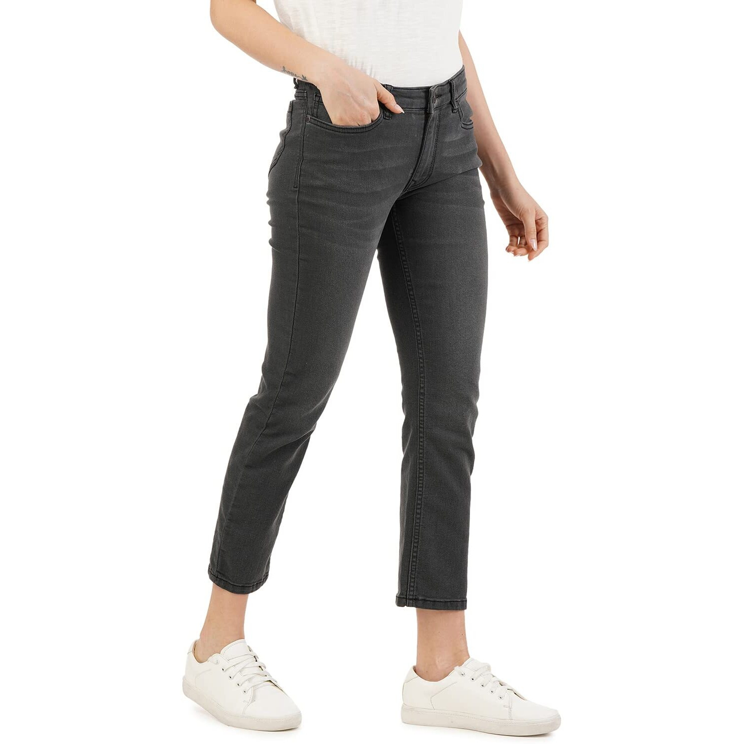 INKD Women's Buttersoft Skinny Fit Jeans- Stretchable (Graphite, 30)