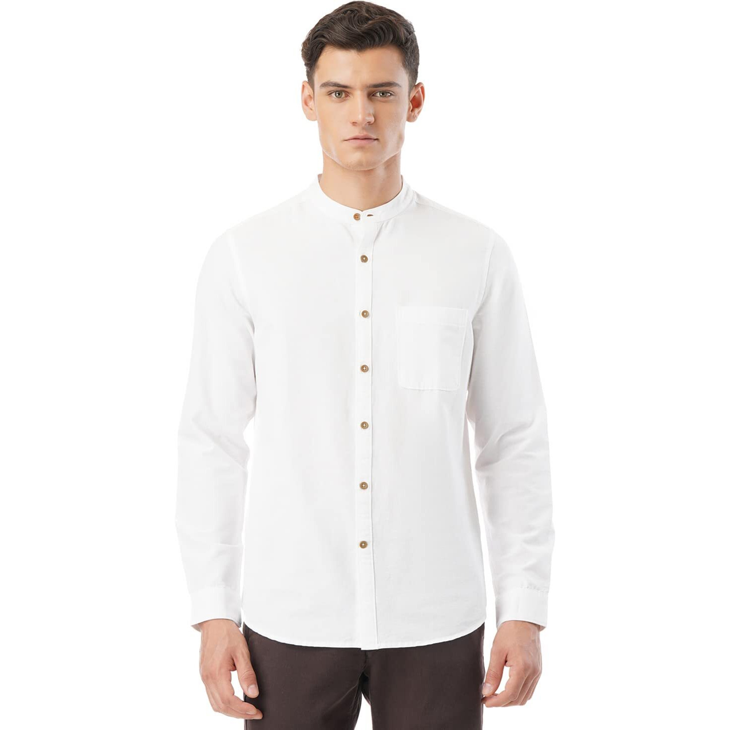 FYLTR Men's Solid Slim Fit 100% Cotton, Linen Look Casual Shirt