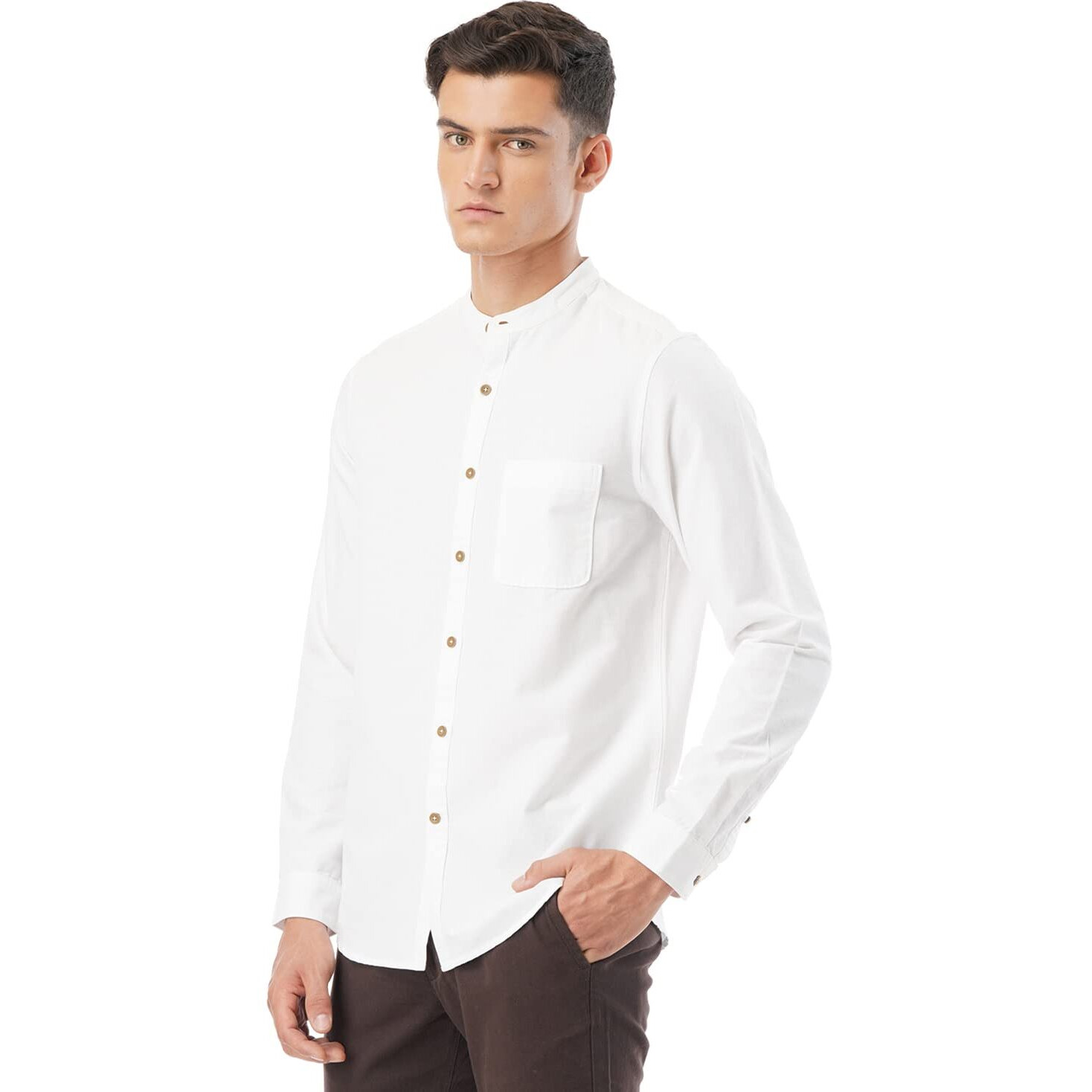 FYLTR Men's Solid Slim Fit 100% Cotton, Linen Look Casual Shirt