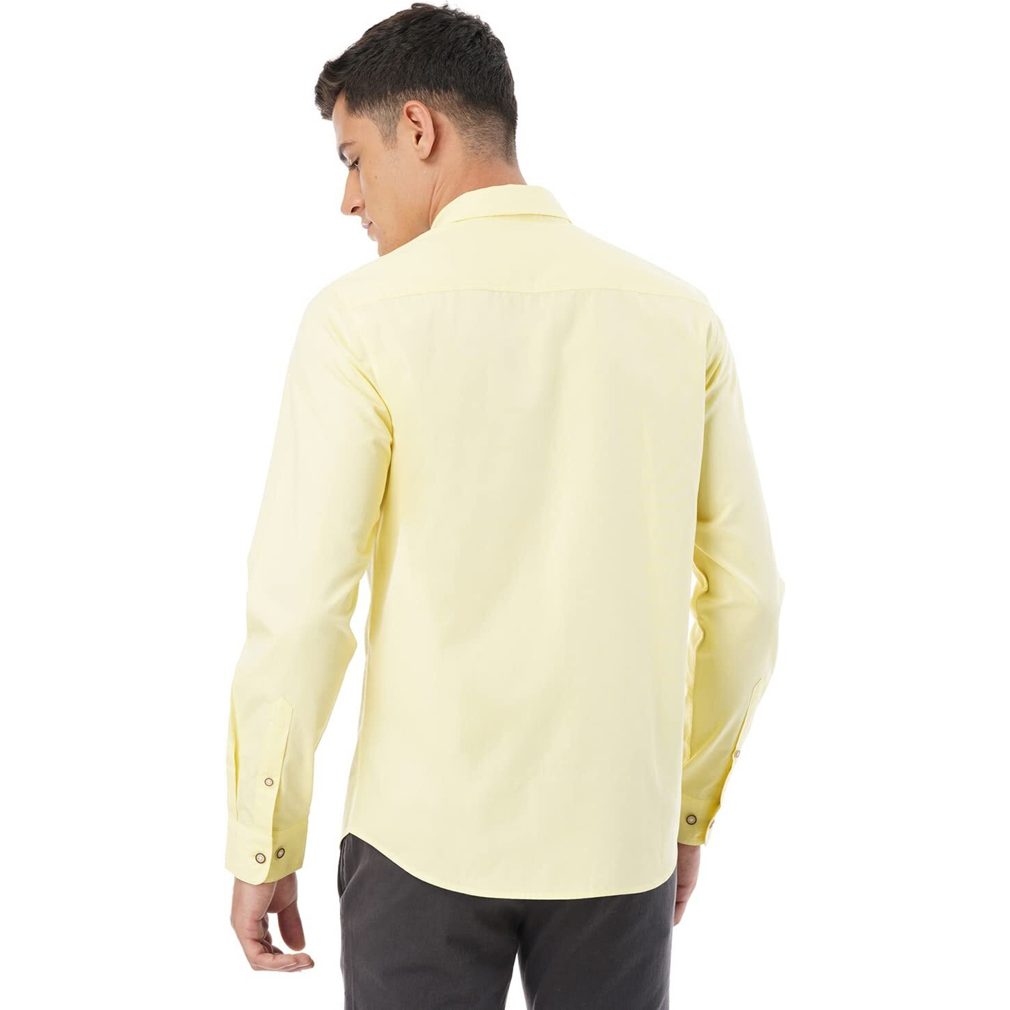 FYLTR Men's Solid Regular Fit Shirt (FYLSS23MS-011_YOLO Yellow M)