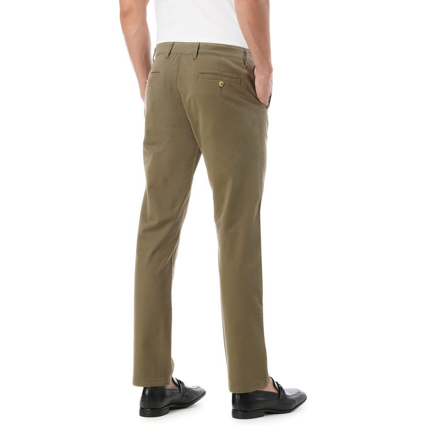 FYLTR Men's Straight Fit Stretch Cotton Khaki Trousers - Soft Handfeel