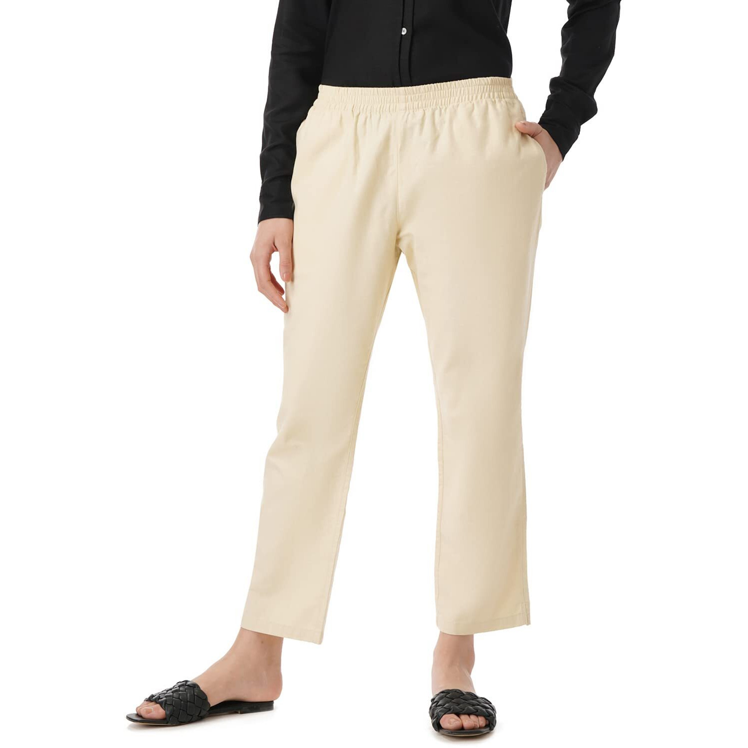 FYLTR Women's Regular Pants (FYLSS23WP-032_Goa Sands_34)