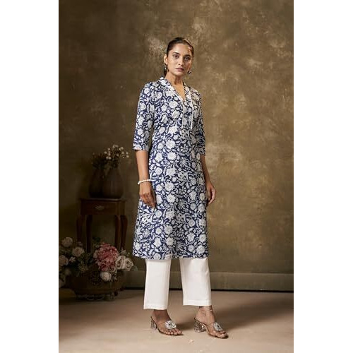 Kurta Set For Women || Women Kurta Set || 2pic Kurta For Women (Kurta 86-90) (Blue, 2XL)
