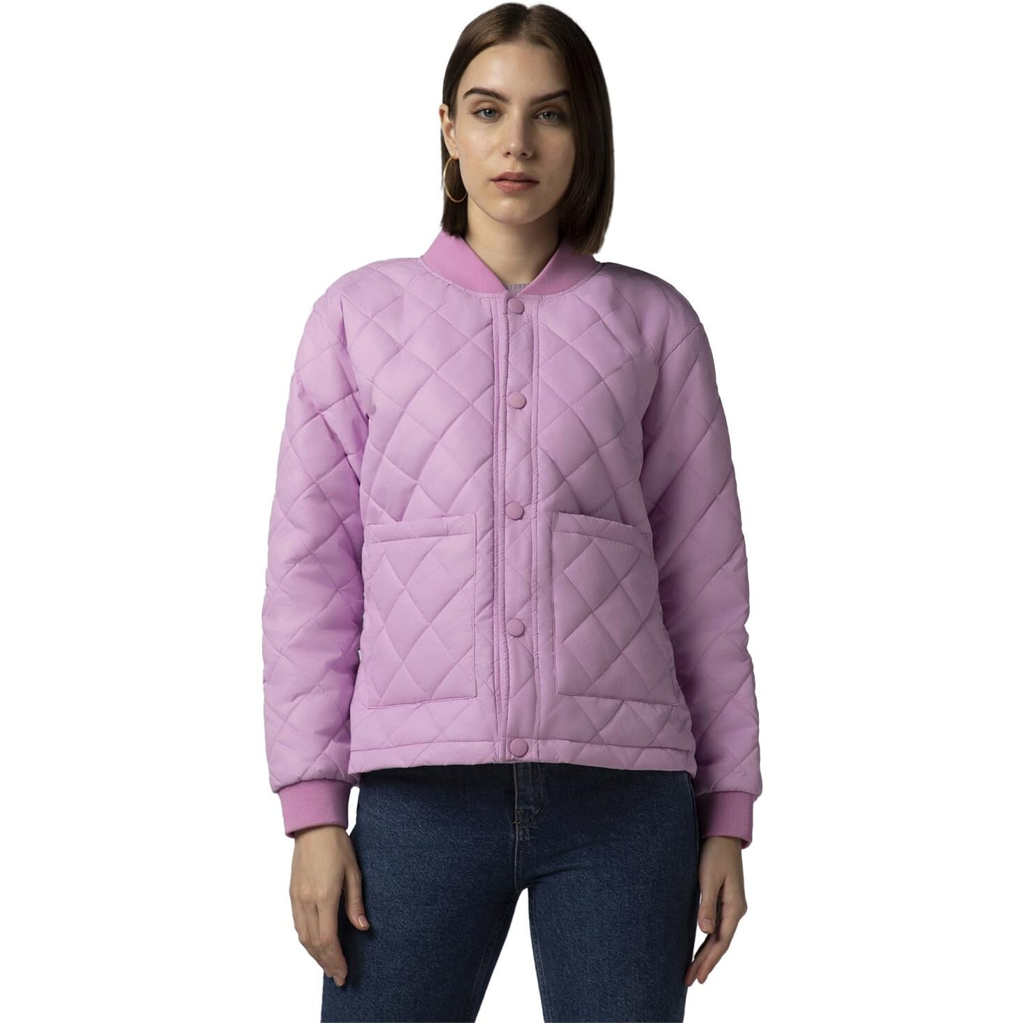 FYLTR Women's Winter Puffer Jacket with Patch Pockets - Stylish Boxy Fit | Full Sleeves | Extended Placket | Snap Button | Casual Winterwear for Women