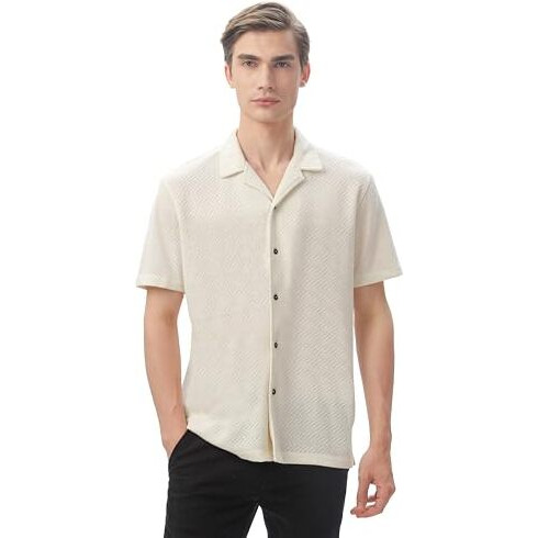 FYLTR Men's Regular Fit Knit Shirt (FYLSS24MKS-301_Vanilla Bean XXL)