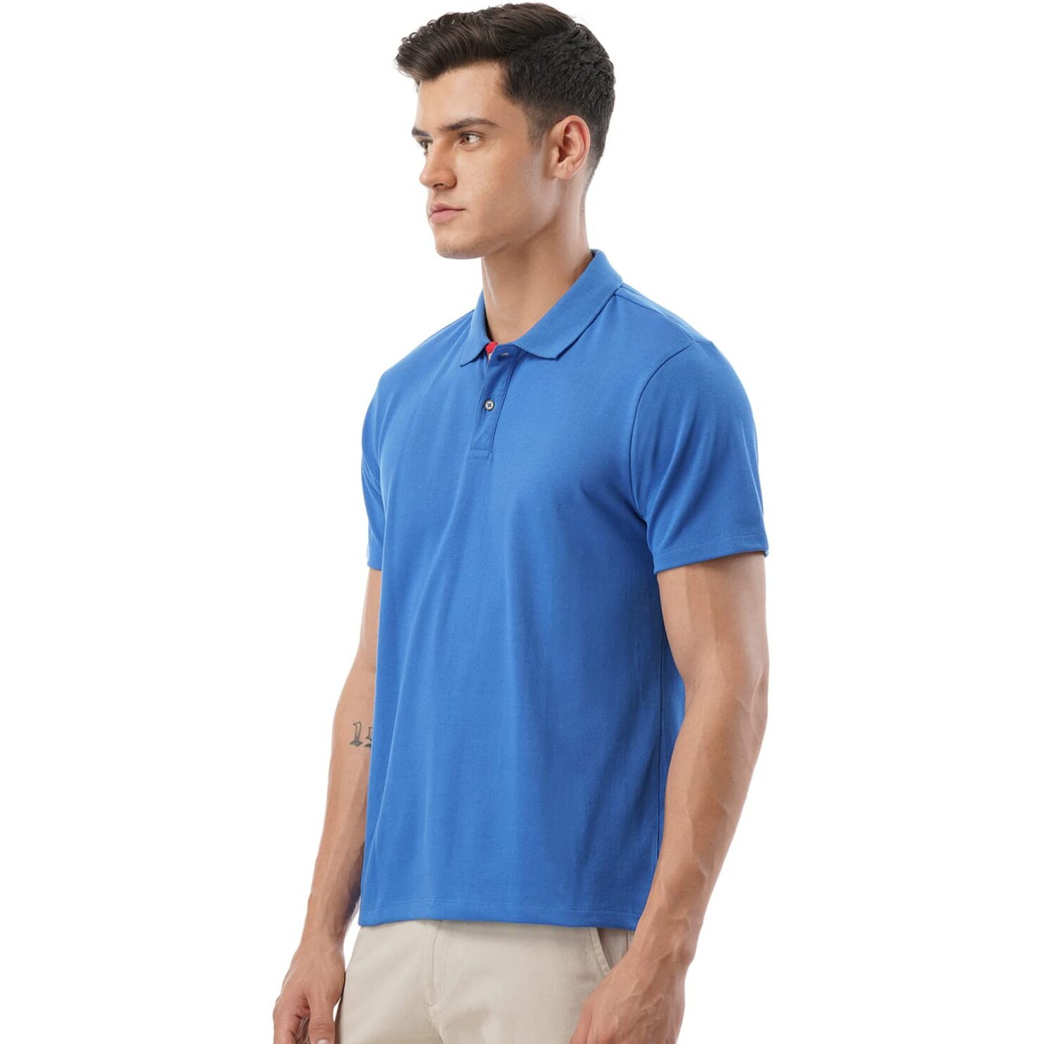 FYLTR Men's Solid Regular Fit Polo Shirt (FYLSS23MP-005_Blue Crew L)
