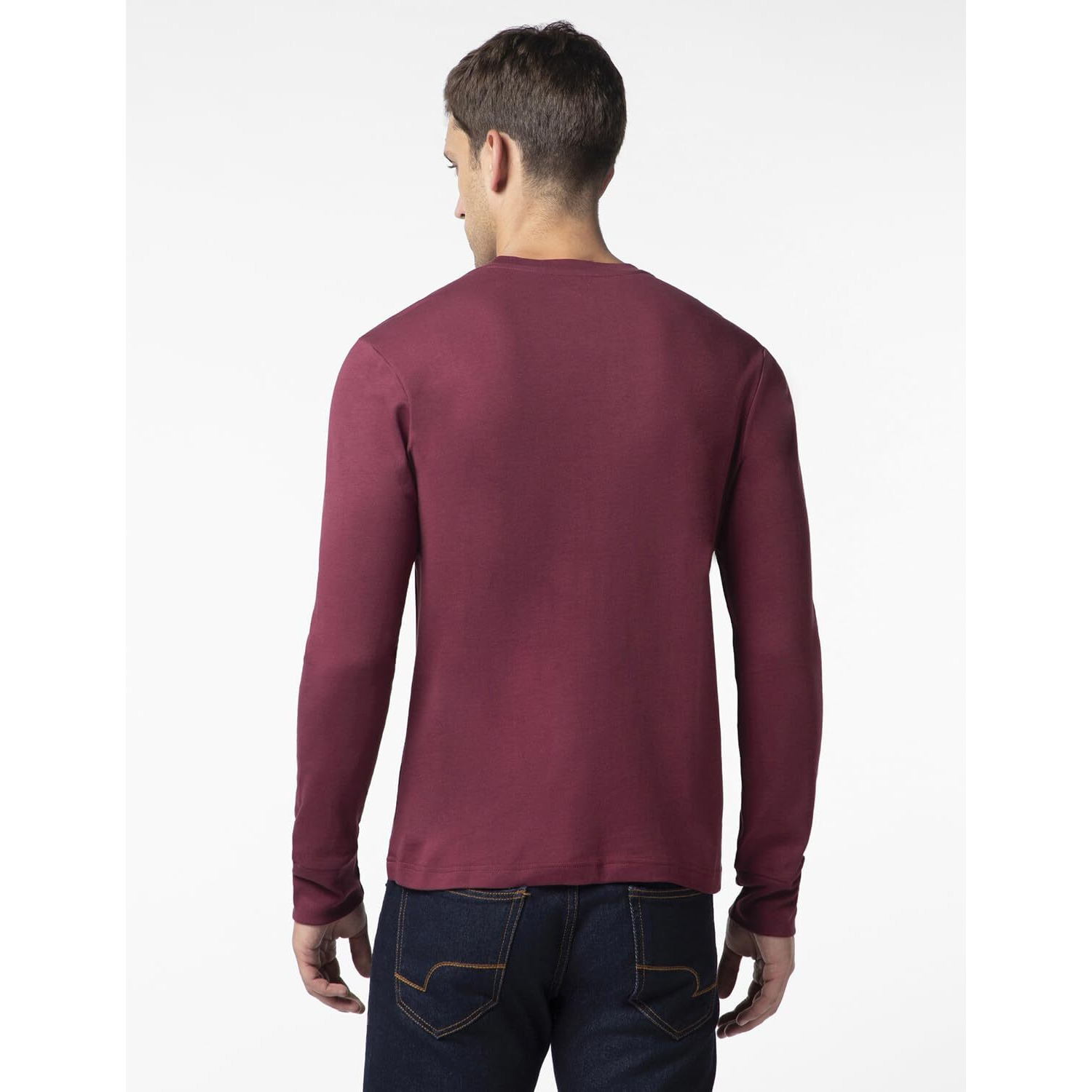 FYLTR Men's Casual Crewneck Full Sleeve T-Shirt with Stab Stitched Front Pocket Detail