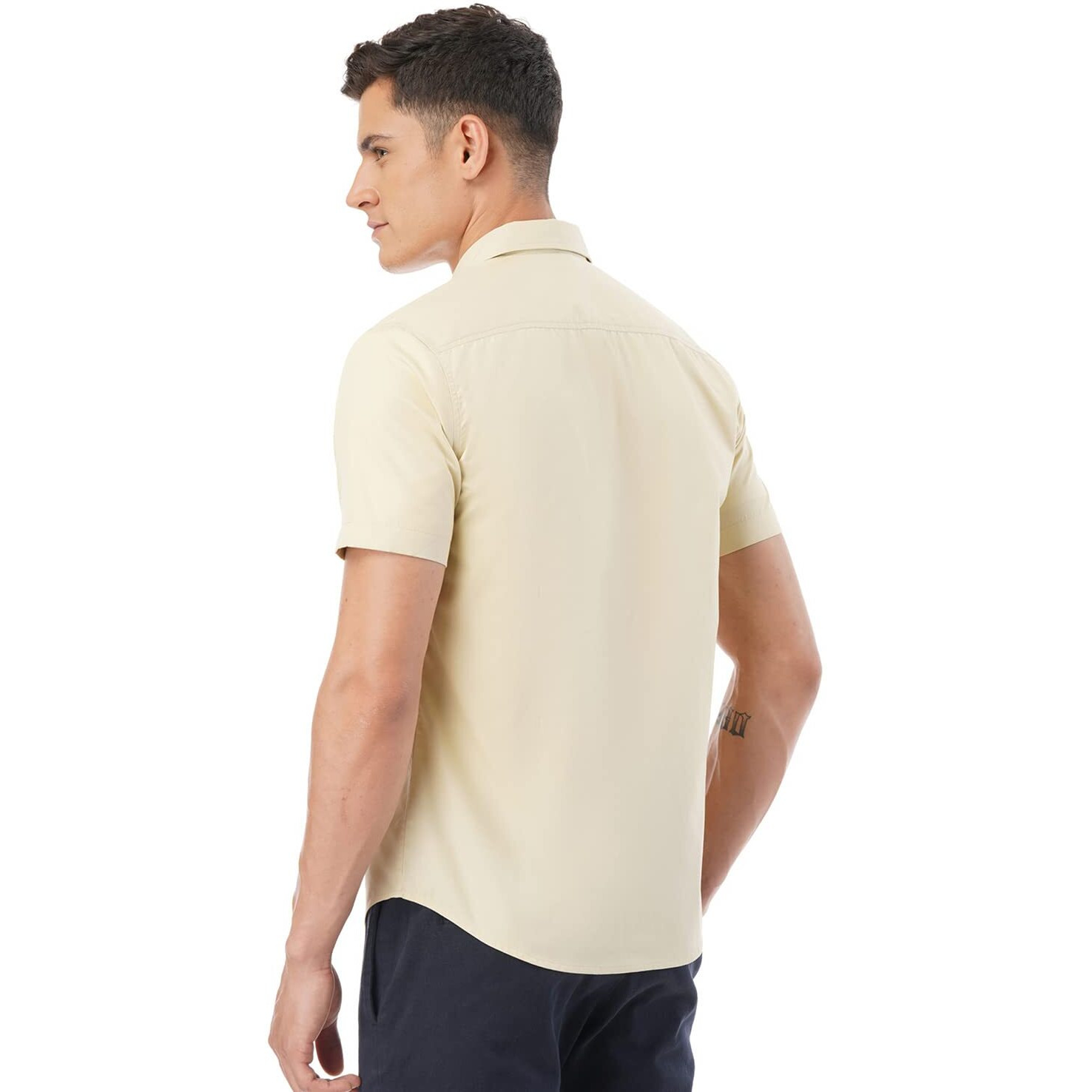 FYLTR Men's Solid Regular Fit Shirt (FYLSS23MS-012_Golden Mirage M)