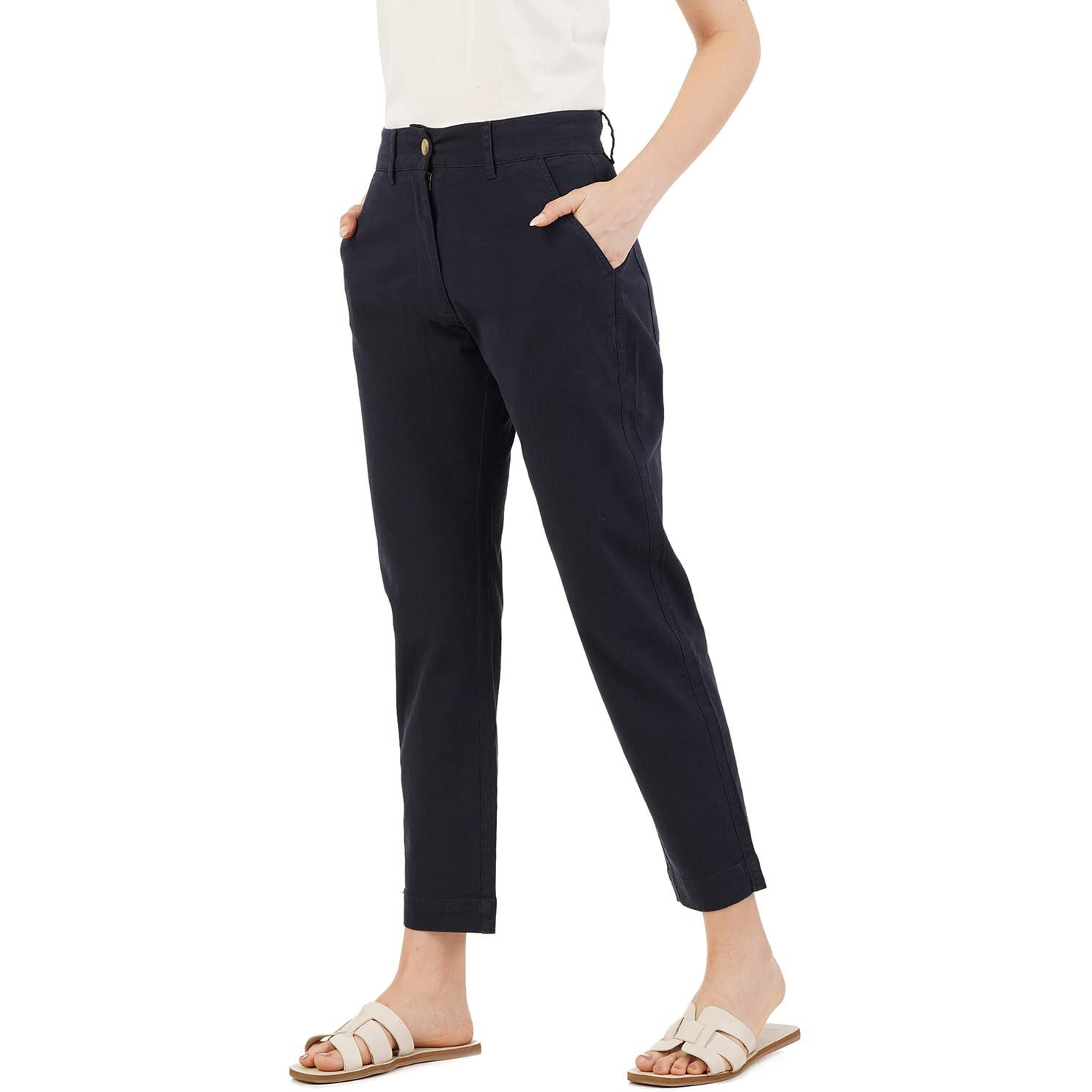 FYLTR Womens Regular Stretch Cotton, Comfortable, Soft Khaki Trousers