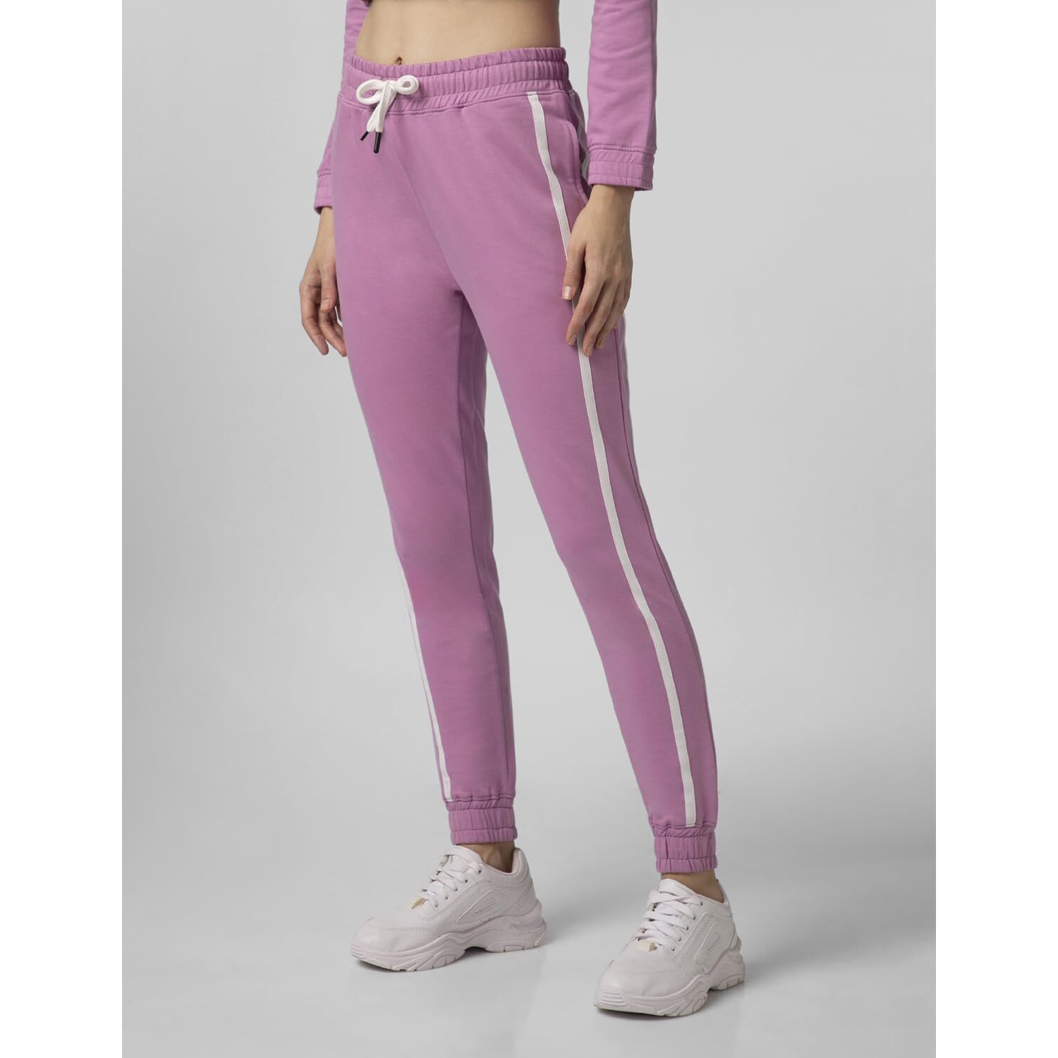 FYLTR Women's Joggers with Side Tape Detailing - Elasticated Waistband | Contrast Drwacord | Elastic Hem
