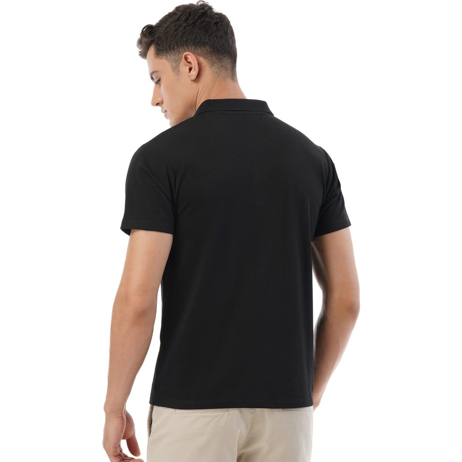 FYLTR Men's Solid Regular Fit Polo Shirt (FYLSS23MP-005_Black Beauty M)