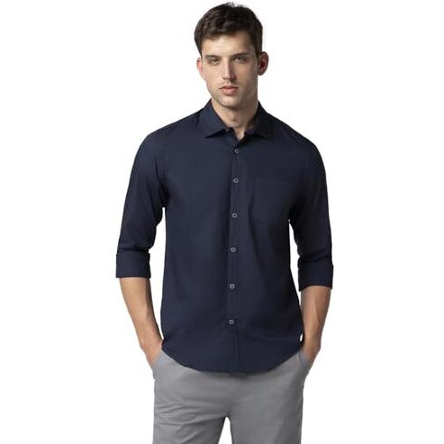 FYLTR Men's Solid 100% Cotton Casual Full Sleeves Shirt with Pocket