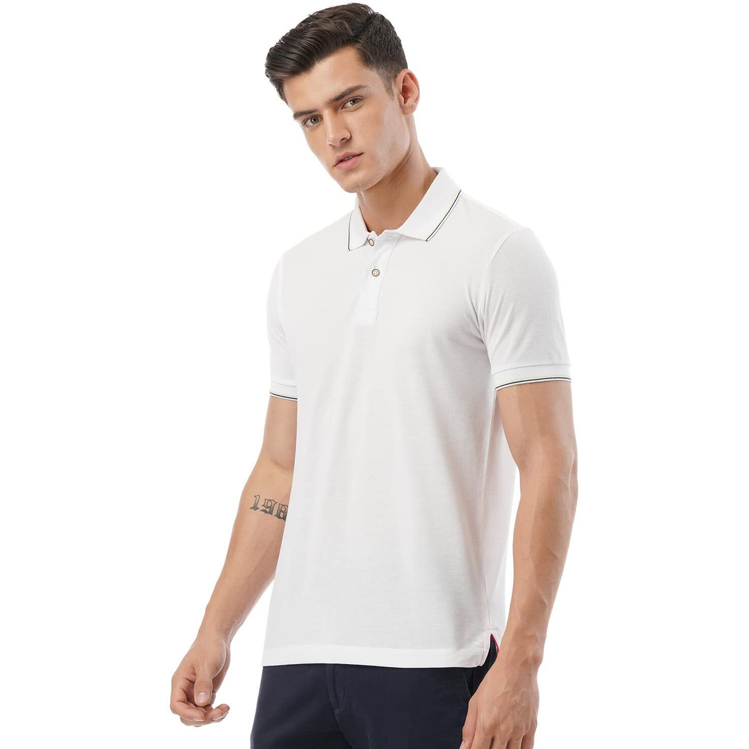 FYLTR Men's Slim Fit Polo T-Shirt with Contrast Tipping Collar - Soft Handfeel