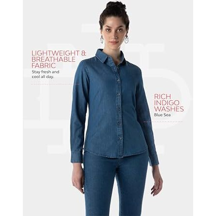 INKD Women's Regular Fit Shirt (INKAW23WSH-027_Blue Sea