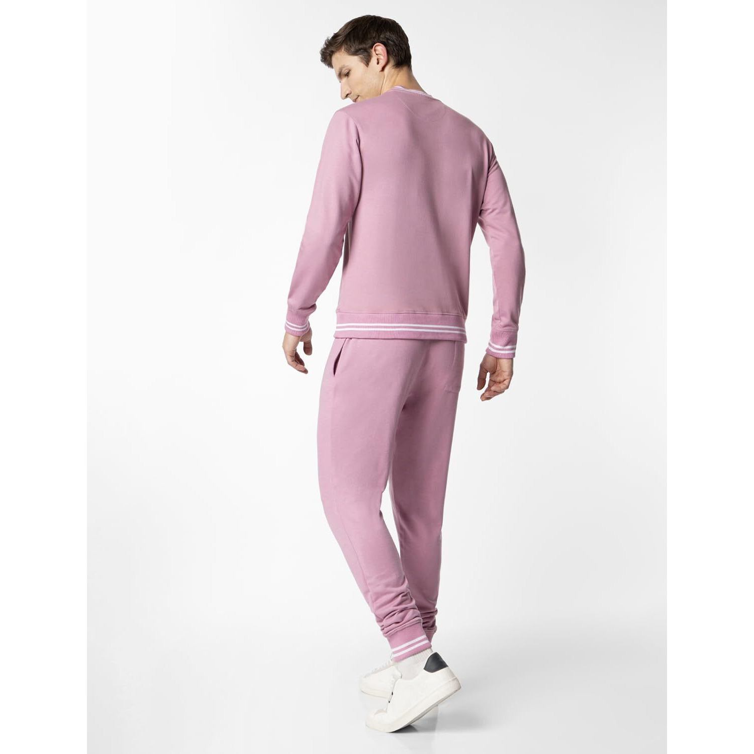 FYLTR Men's Sweatshirt & Jogger Casual Co-ord Set with Striped Rib Detail - Stripe Rib Detail on Neck, Cuff & Hem | Casual Winterwear For Men