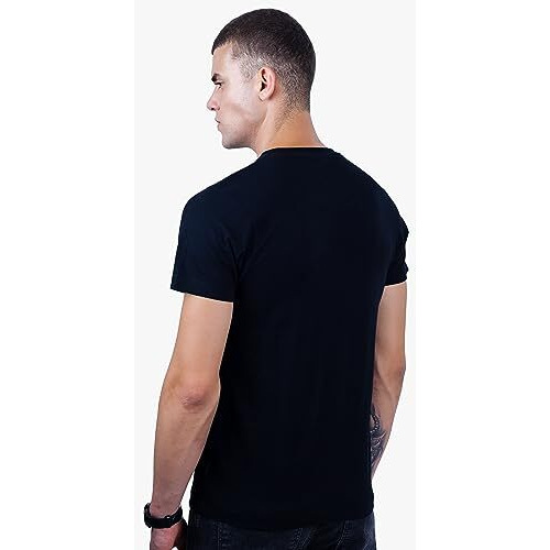 REVOLT Solid Slim Fit Men's Casual Round Neck 100% Cotton T-Shirt-with Graphic Print, Logo Branding (Jet Black, L) (REVSS23-TEE-002
