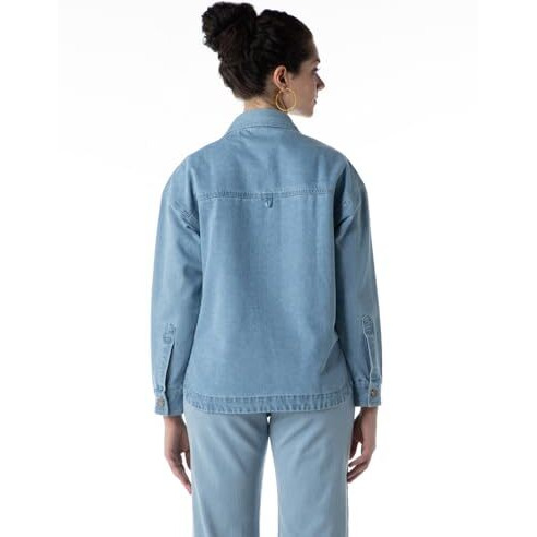 INKD Women's Denim Shacket (INKSS24WSHKT-411_Seaside Slate_XXL)