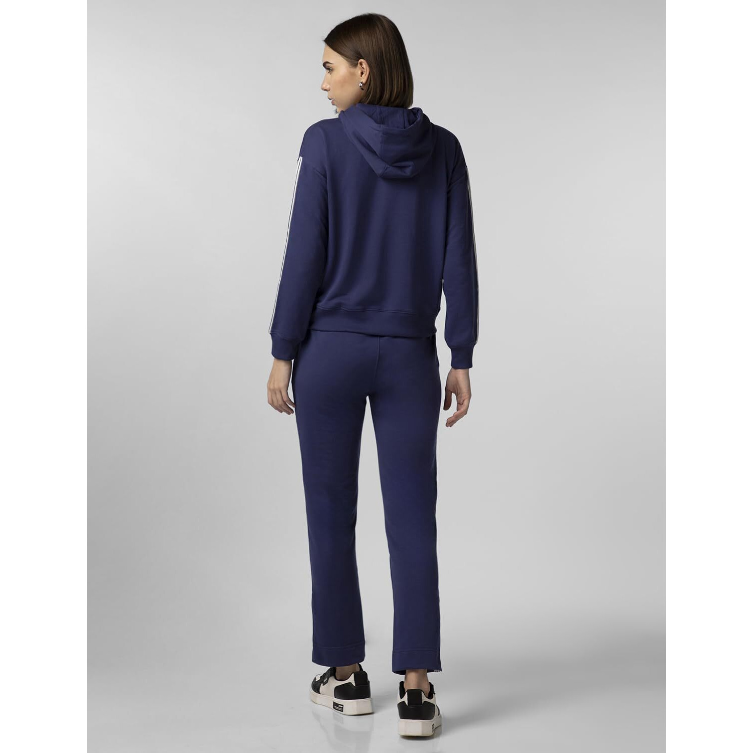 FYLTR Women's Drop Shoulder Hoodie & Joggers Set With Contrast Branded Tape on Sleeve and Jogger Side Seam - Rib Hem & Cuff | Slit Detail at Hem