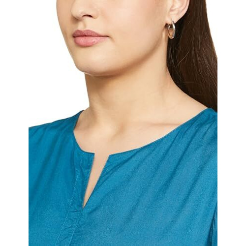FYLTR Women's Solid Regular Fit Blouse (FYLSS23WB-024_Mediterranean Blue