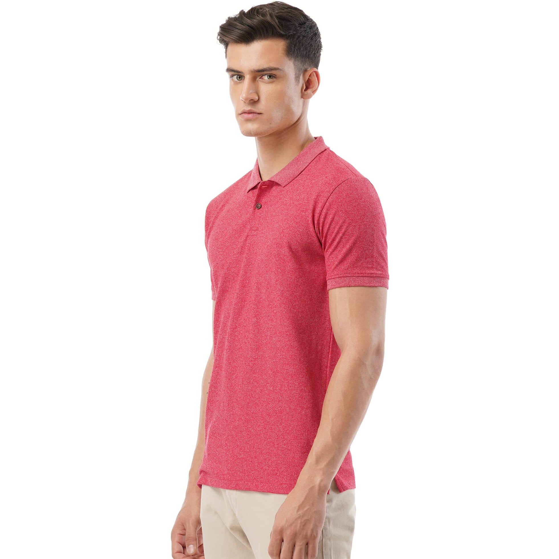 FYLTR Men's Solid Regular Fit Polo Shirt (FYLSS23MP-008_Red Rage L)