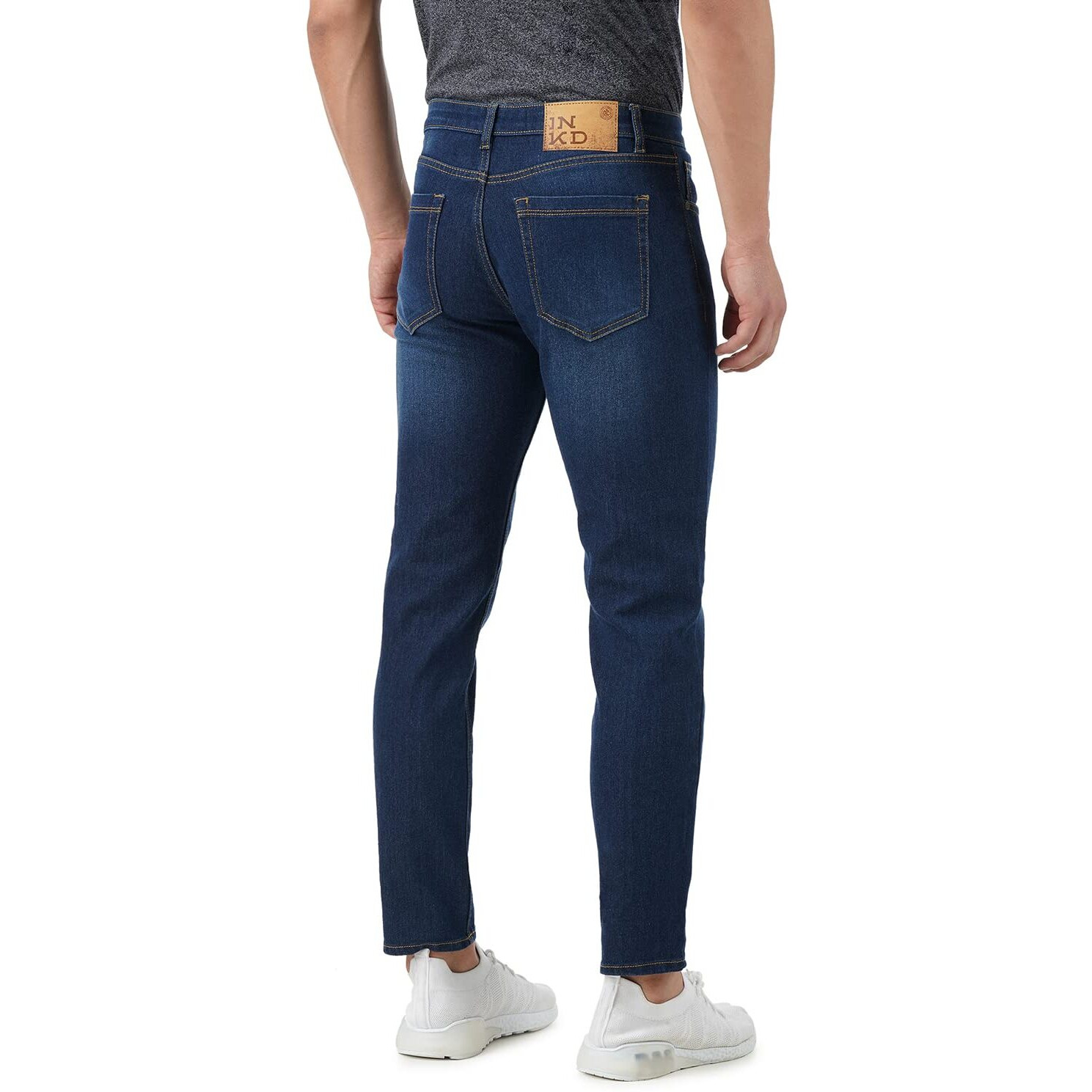 INKD Men's Contrast Stitch Stretchable Regular Fit Jeans
