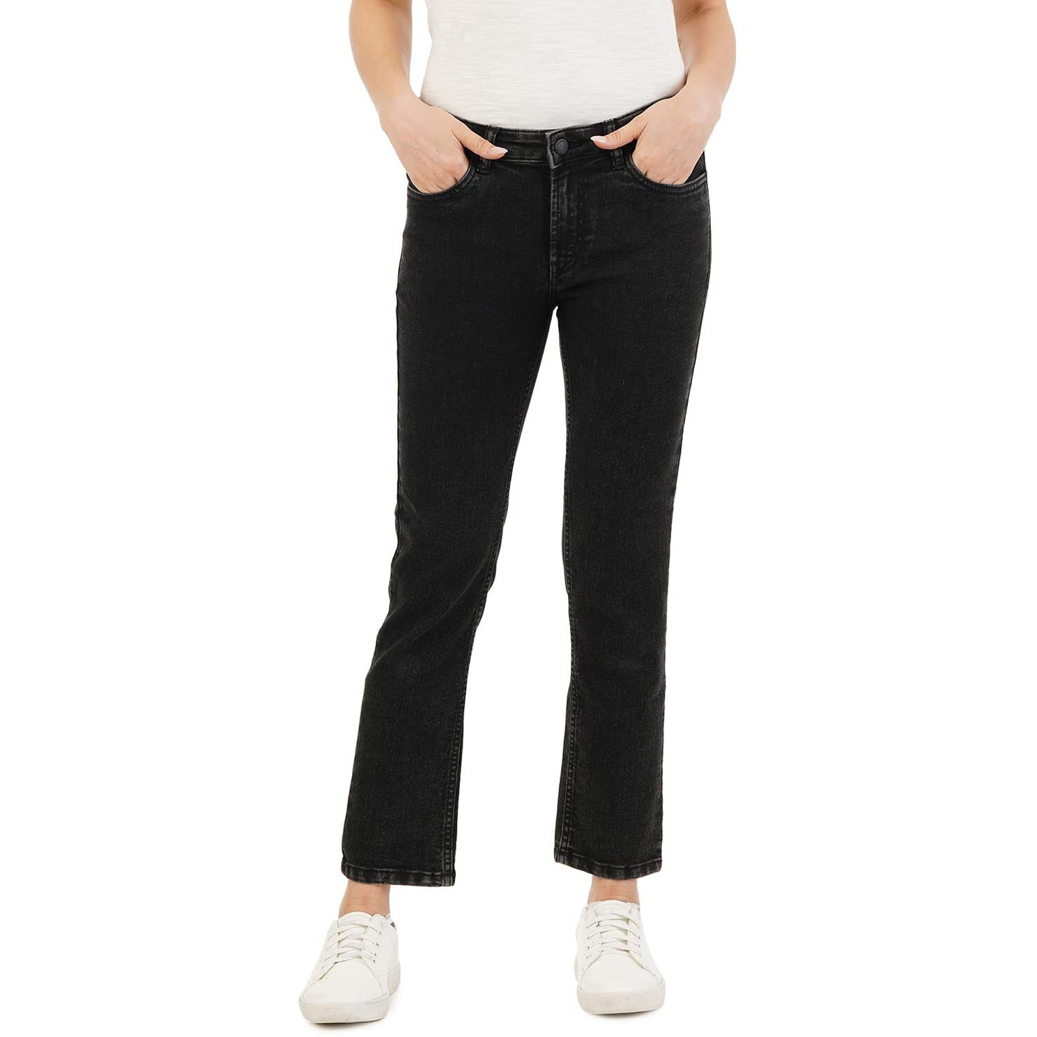 INKD Women's Straight Jeans (INKSS23WJN-022_Black Whack_30)