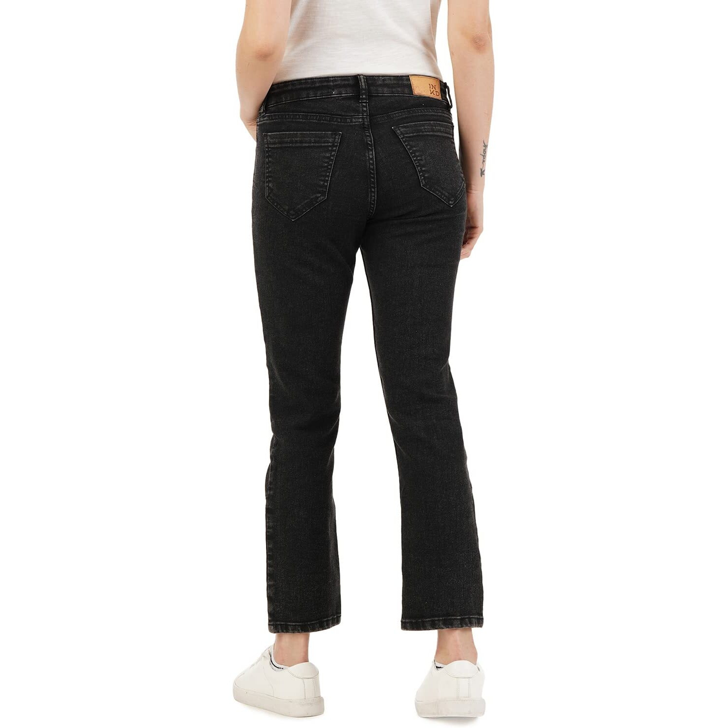INKD Women's Straight Jeans (INKSS23WJN-022_Black Whack_30)