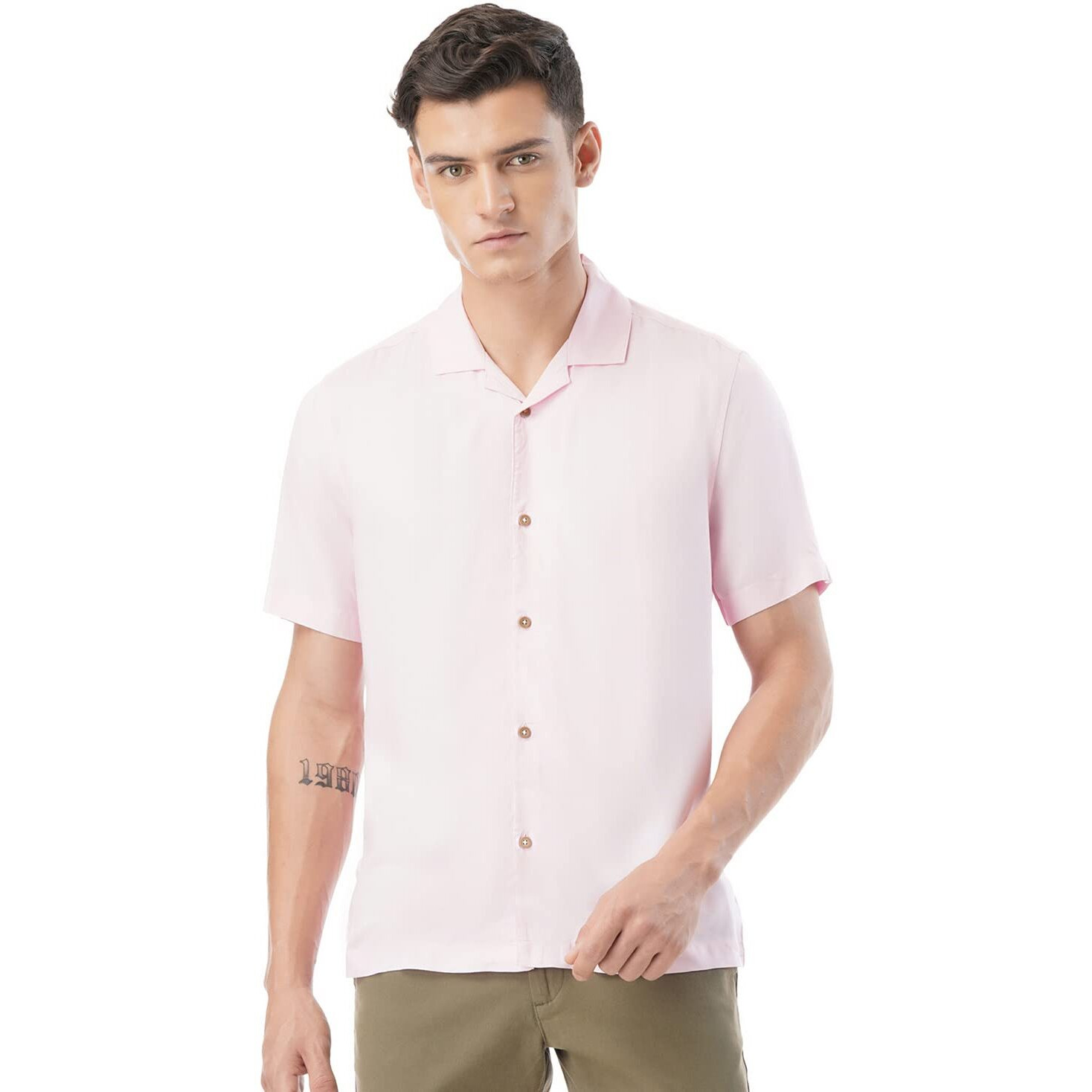 FYLTR Men's Solid Regular Fit Shirt (FYLSS23MS-016_Pink Winks M)