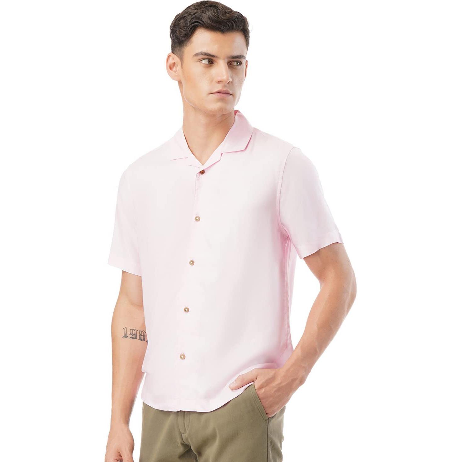 FYLTR Men's Solid Regular Fit Shirt (FYLSS23MS-016_Pink Winks M)