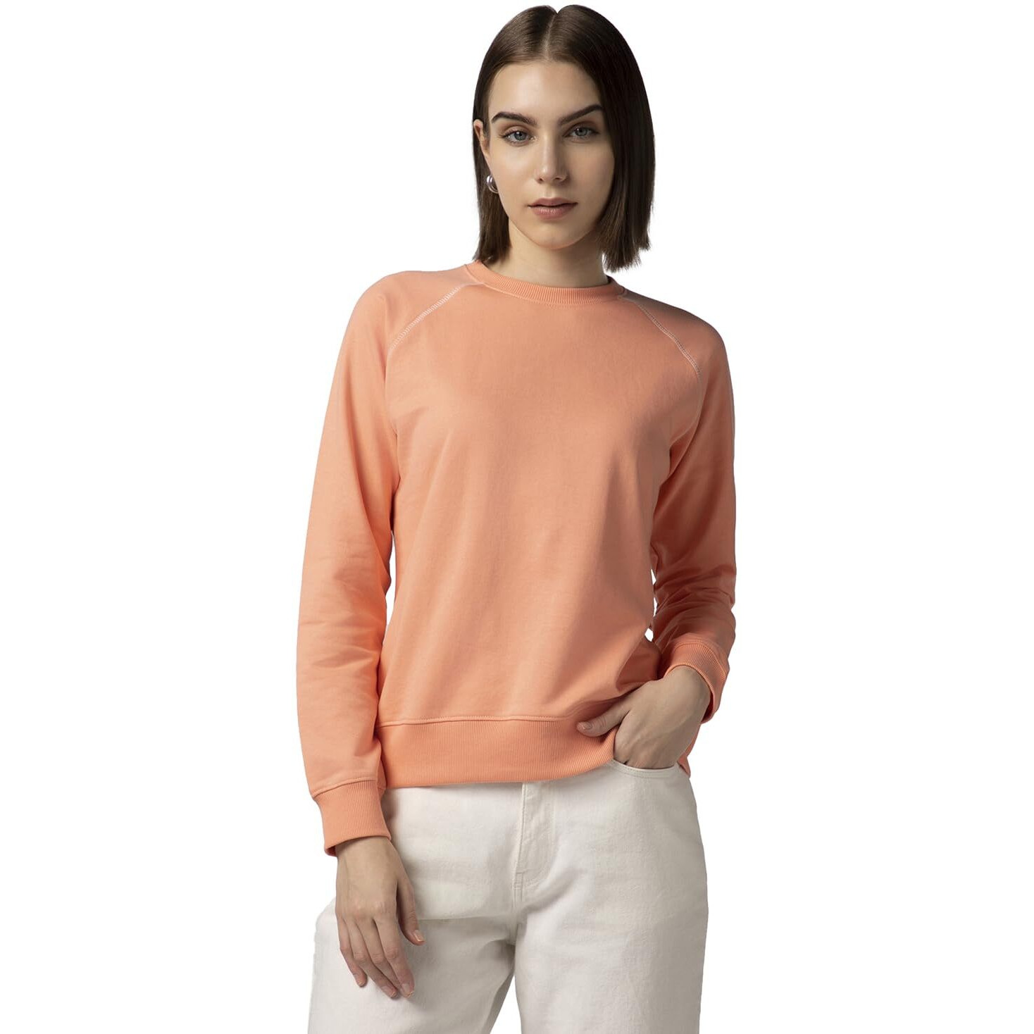 FYLTR Women's Solid Color Raglan Sweatshirt with Full Sleeve - Round Neck | Contrast Flatlock Stitch Detailing | Casual Winterwear for Women
