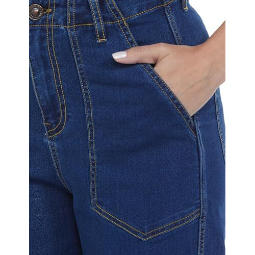 INKD Women's Straight Fit Jeans - High-Rise | Enzyme Wash (INKSS24WJN-408-High Tide-34)