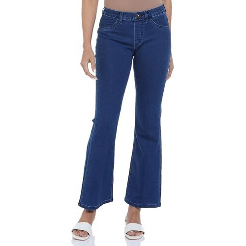 INKD Women's Flared Bootcut Pullon Jeans - Mid-Rise| Enzyme Wash | Classic 5 Pocket Styling (INKSS24WJN-406-Sapphire Sky-32)