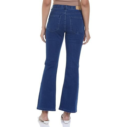 INKD Women's Flared Bootcut Pullon Jeans - Mid-Rise| Enzyme Wash | Classic 5 Pocket Styling (INKSS24WJN-406-Sapphire Sky-32)